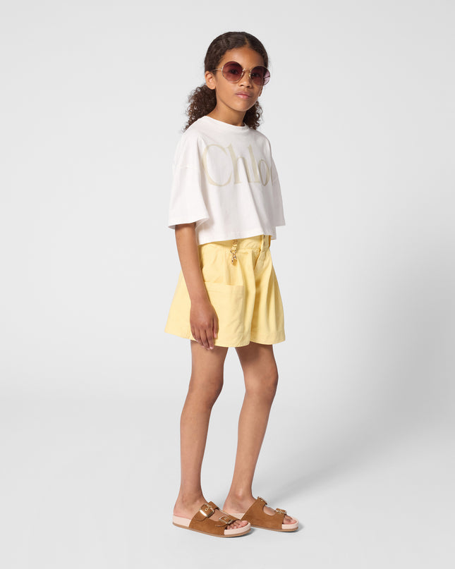 kids atelier chloe White Chloé Cropped Logo T-Shirt