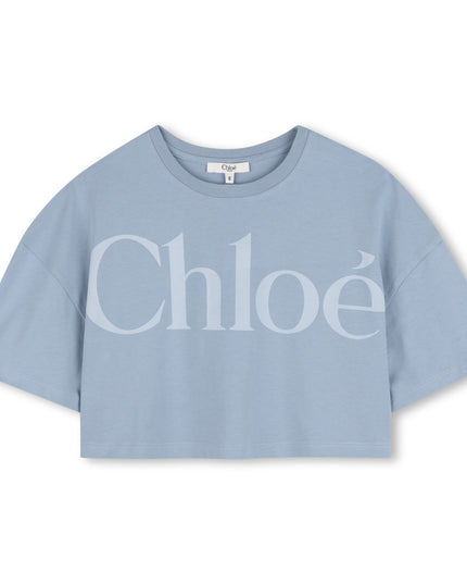 kids atelier chloe Blue Chloé Cropped Logo T-Shirt