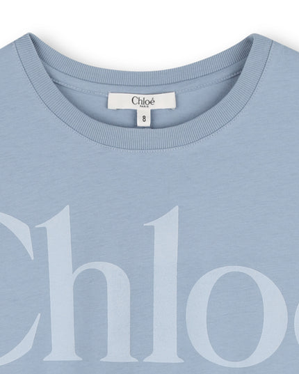 kids atelier chloe Blue Chloé Cropped Logo T-Shirt