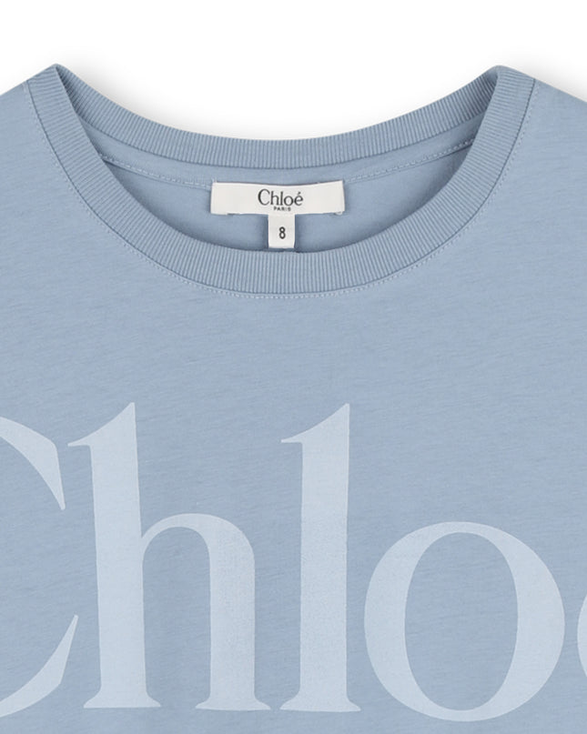 kids atelier chloe Blue Chloé Cropped Logo T-Shirt
