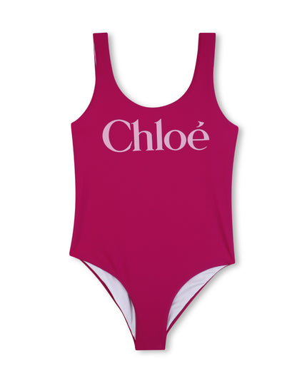 kids atelier chloe Magenta Chloé Logo Swimsuit