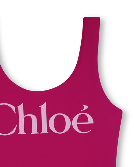 kids atelier chloe Magenta Chloé Logo Swimsuit