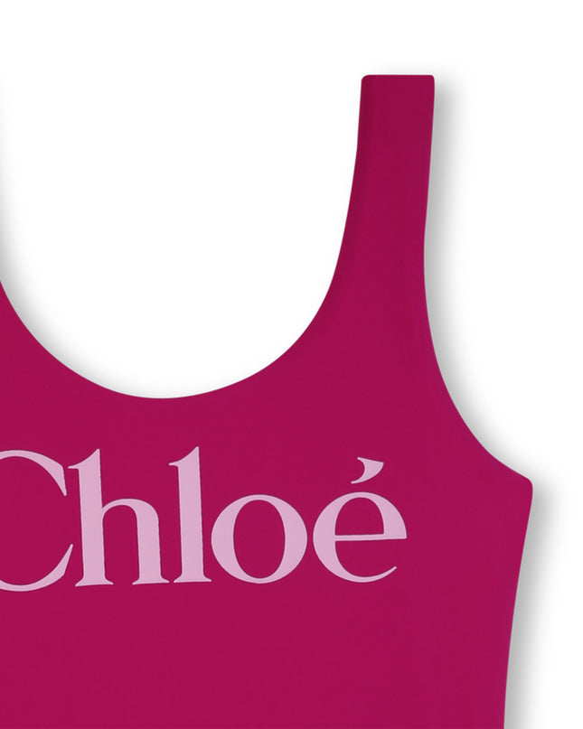 kids atelier chloe Magenta Chloé Logo Swimsuit