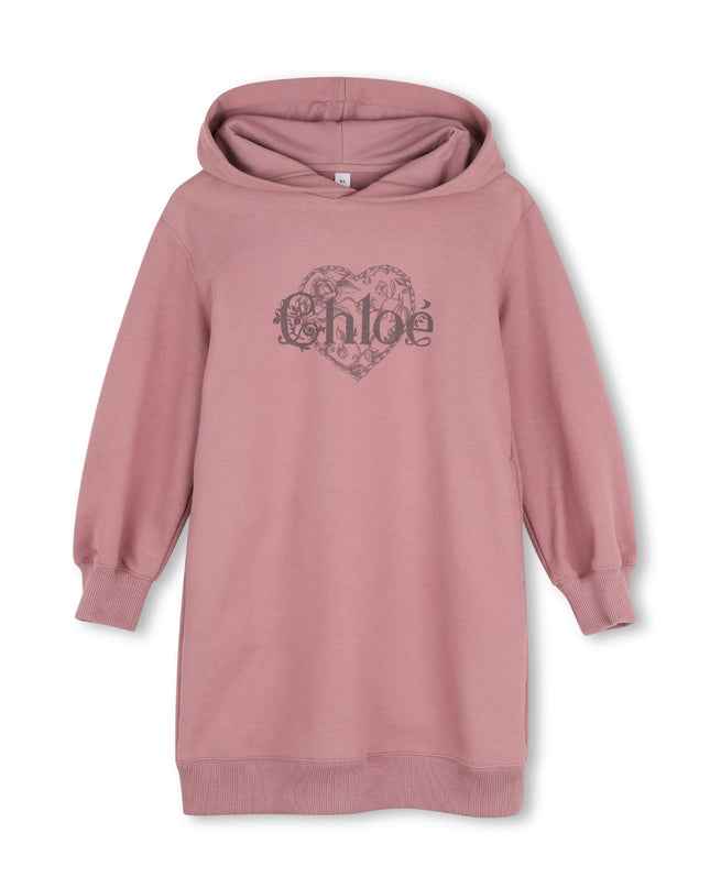 Kids Atelier Chloe Pink Heart Logo Hoodie Dress