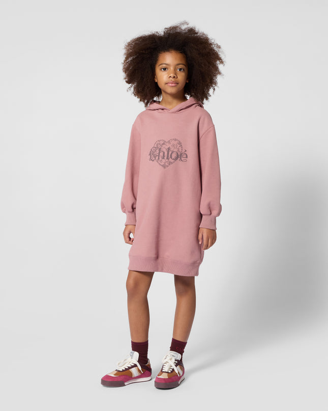 Kids Atelier Chloe Pink Heart Logo Hoodie Dress