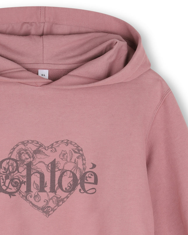 Kids Atelier Chloe Pink Heart Logo Hoodie Dress