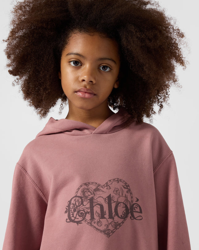 Kids Atelier Chloe Pink Heart Logo Hoodie Dress