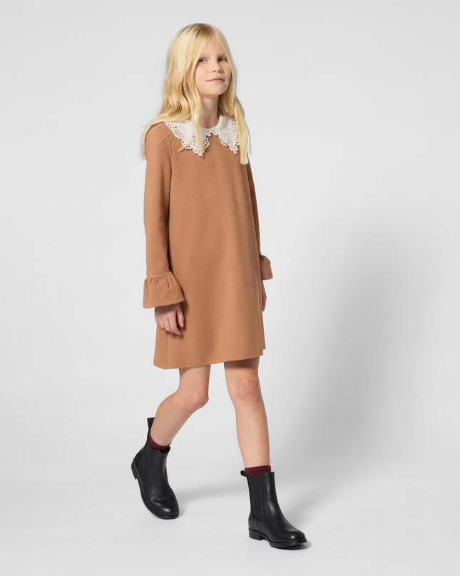Kids Atelier Chloe Brown Lace Collar Dress