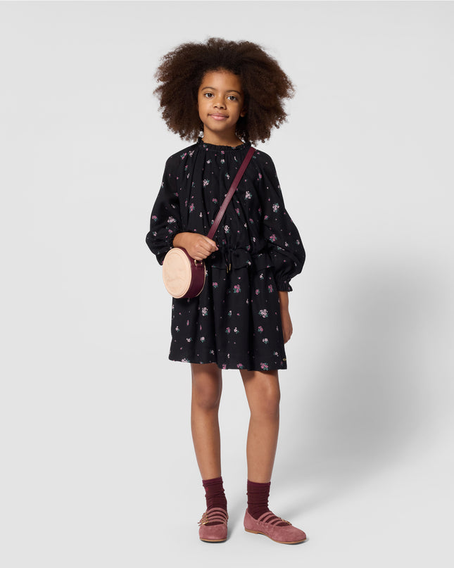 Kids Atelier Chloe Black Floral Crepe Dress