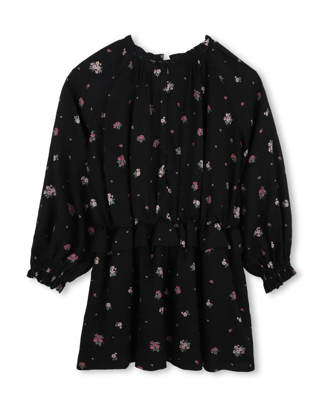 Kids Atelier Chloe Black Floral Crepe Dress
