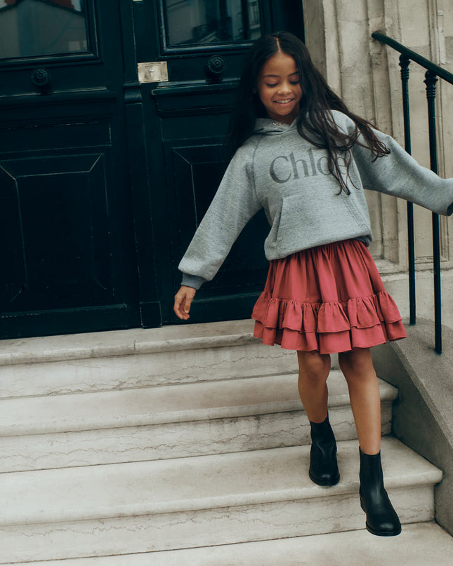 Kids Atelier Chloe Gray Logo Hooded Sweatshirt