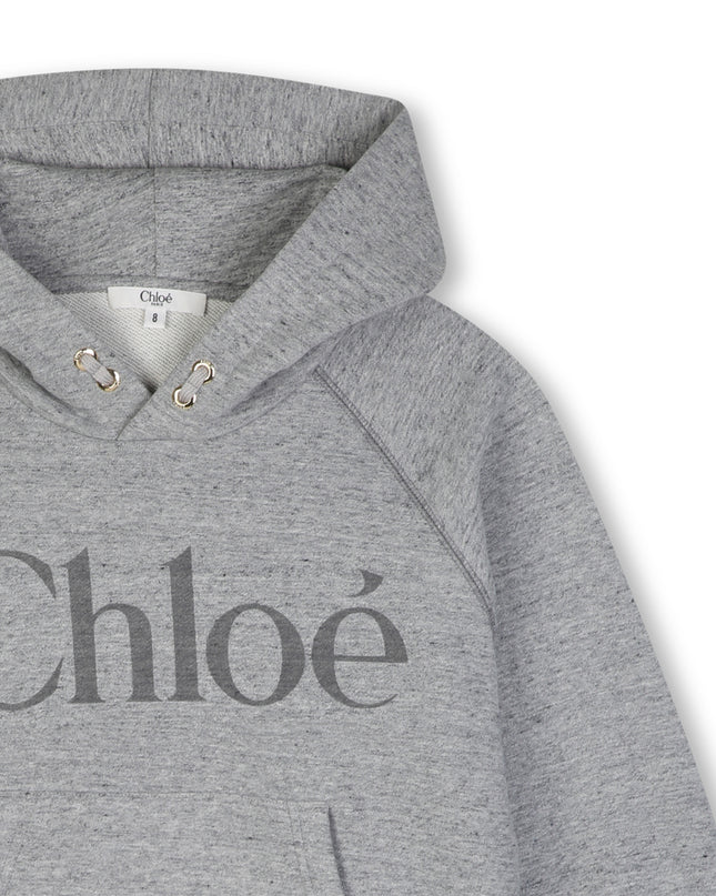 Kids Atelier Chloe Gray Logo Hooded Sweatshirt