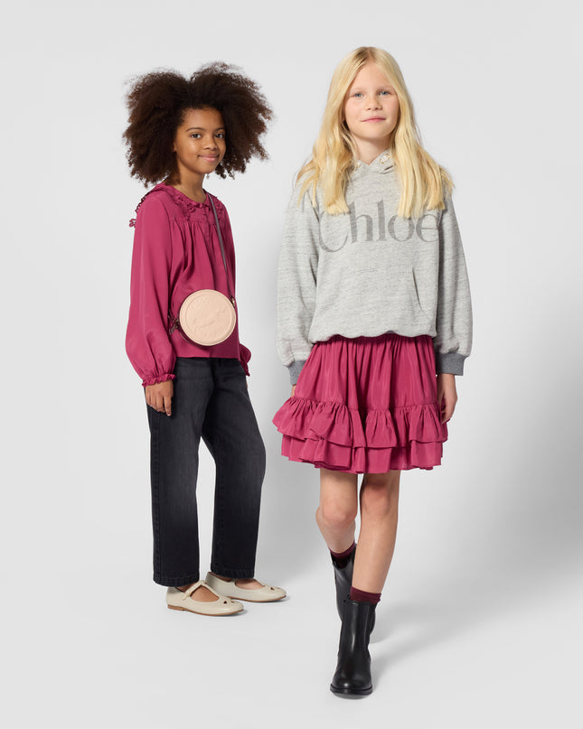 Kids Atelier Chloe Gray Logo Hooded Sweatshirt