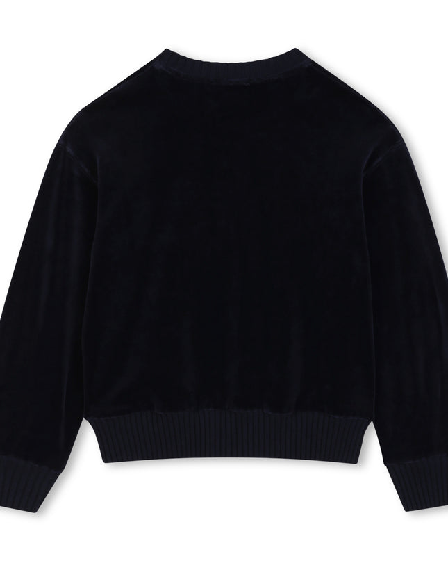 Kids Atelier Chloe Navy Velvet Logo Sweatshirt