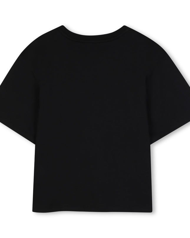 Kids Atelier Chloe Black Flamingo Logo Tee