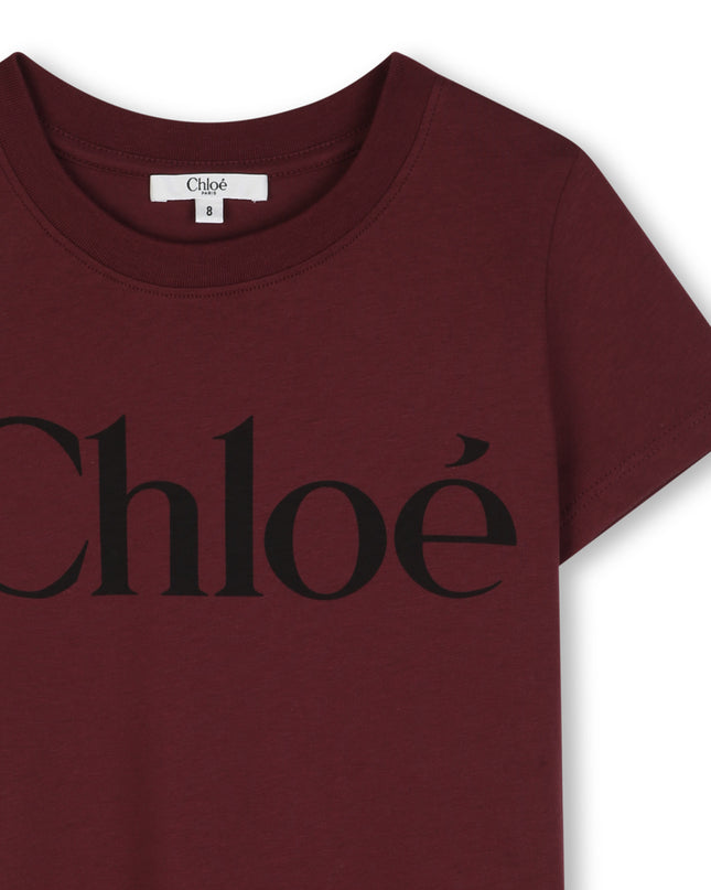 Kids Atelier Chloe Dark Plum Logo Tee