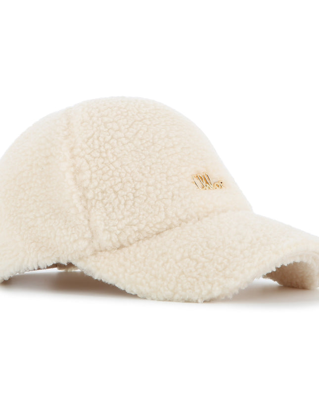 Kids Atelier Chloe Cream Shearling Logo Cap