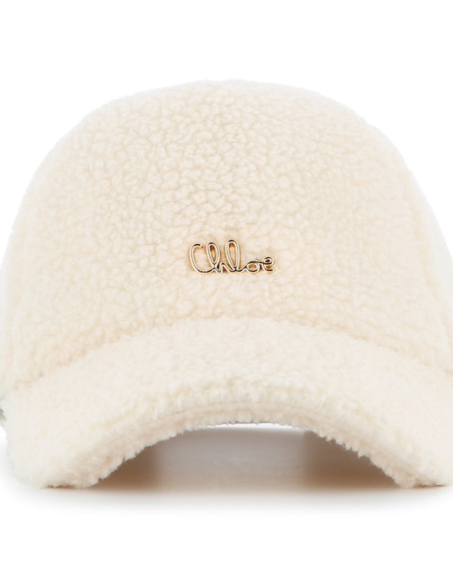 Kids Atelier Chloe Cream Shearling Logo Cap