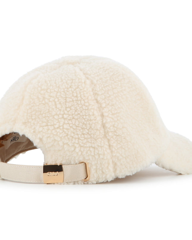 Kids Atelier Chloe Cream Shearling Logo Cap