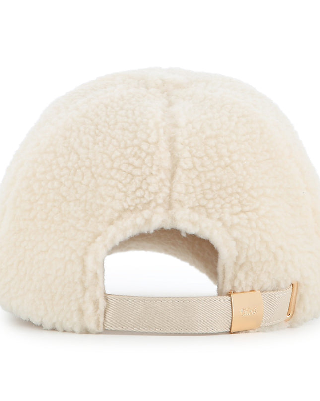 Kids Atelier Chloe Cream Shearling Logo Cap