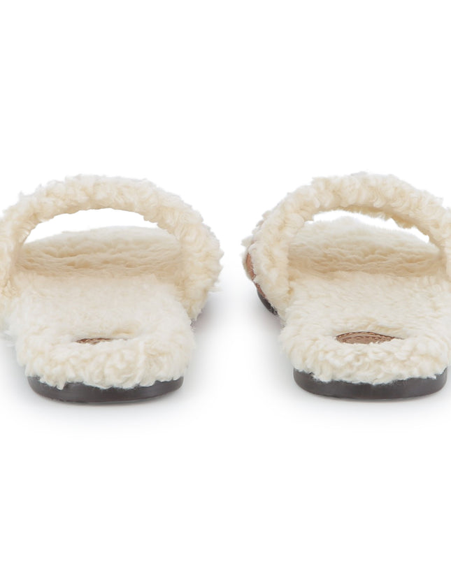 Kids Atelier Chloe Tan Shearling Logo Slides