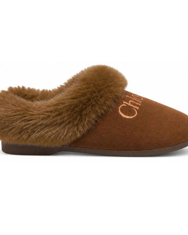 Kids Atelier Chloe Brown Shearling Mule Slippers