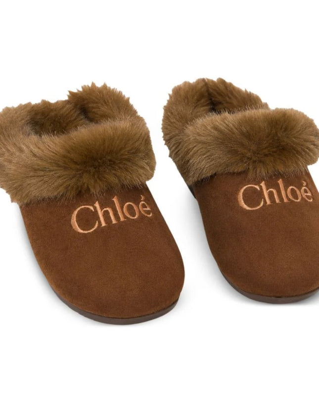 Kids Atelier Chloe Brown Shearling Mule Slippers