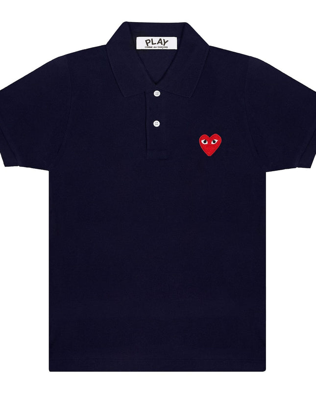 Navy Embroidered Red Heart Polo