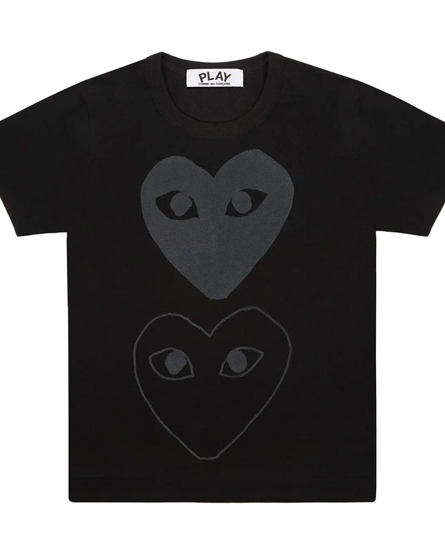 Black Double Vertical Heart T-Shirt