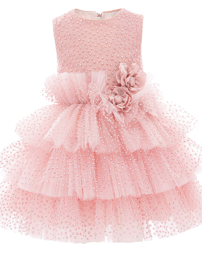 Tulleen-Dotted Tier Dress-5439-Powder