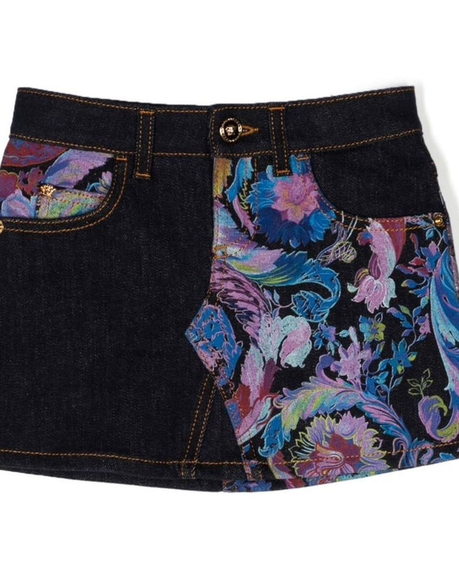 versace-Denim Floral Skirt-1000033-1a04712-2d100