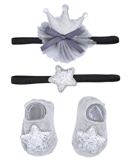 Grey Star and Bow Crown Gift Set