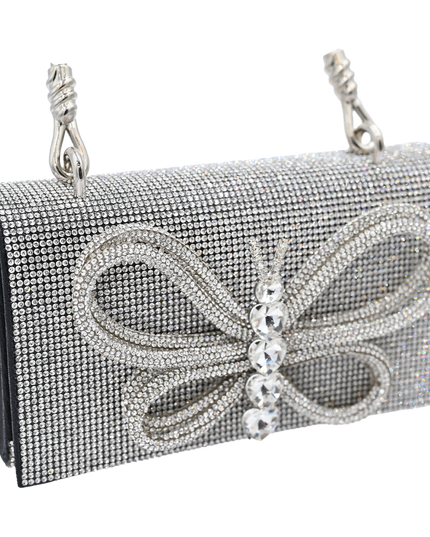 Crystal Butterfly Rhinestone Foldover Handbag