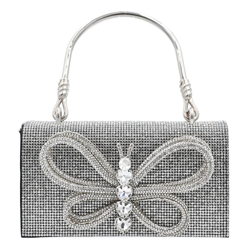 Crystal Butterfly Rhinestone Foldover Handbag