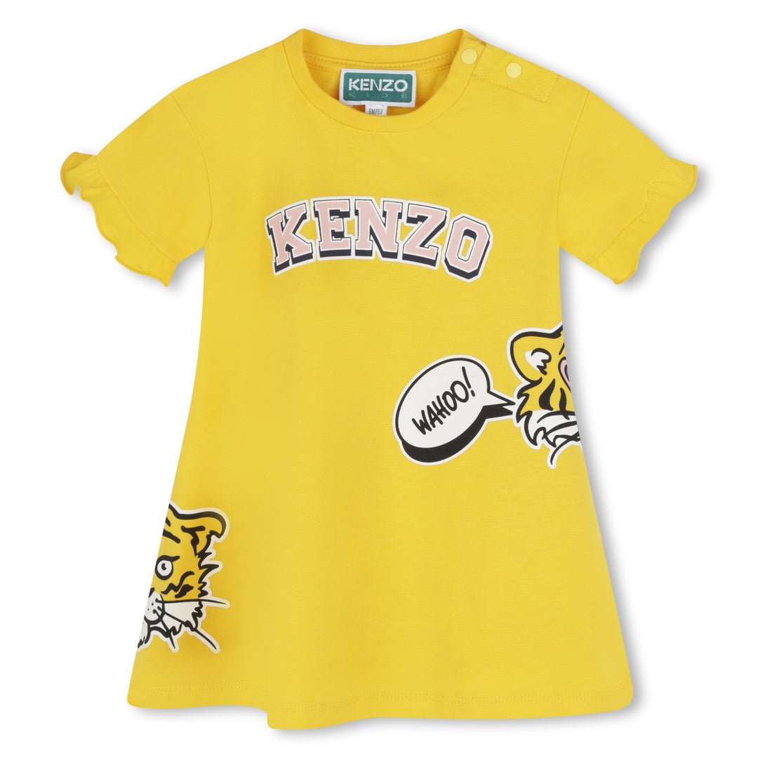 kenzo-k60116-536-bg-Yellow Organic Cotton Tiger Dress