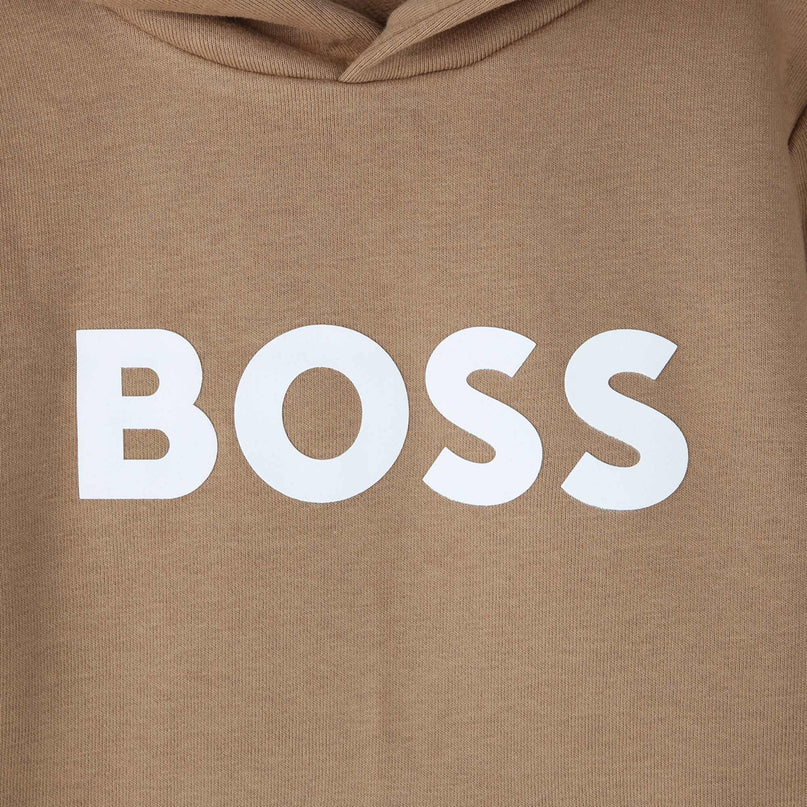 Beige Logo Hooded Sweatshirt