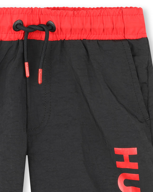 hugo-g00002-09b-kb-Black & Red Swim Shorts