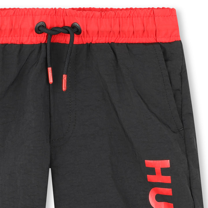 hugo-g00002-09b-kb-Black & Red Swim Shorts