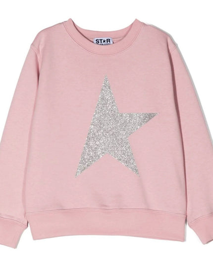 golden-goose-gkp01279-p000918-25592-Pink Sweatshirt with Silver Maxi Star