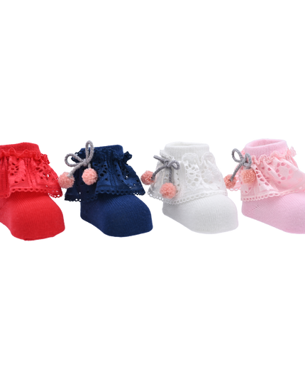 Laced Pom Pom Socks Set
