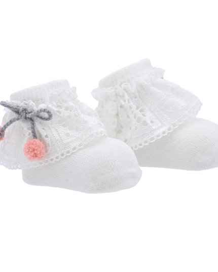 Laced Pom Pom Socks Set