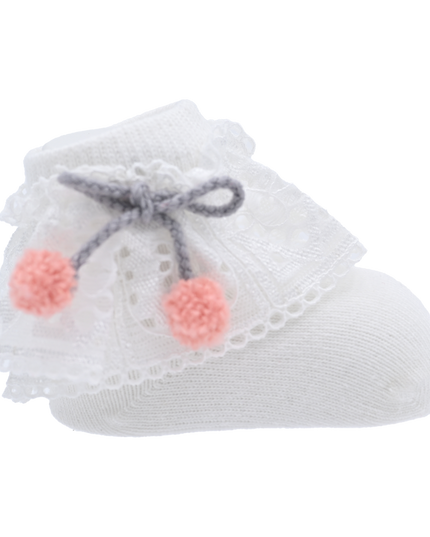 Laced Pom Pom Socks Set