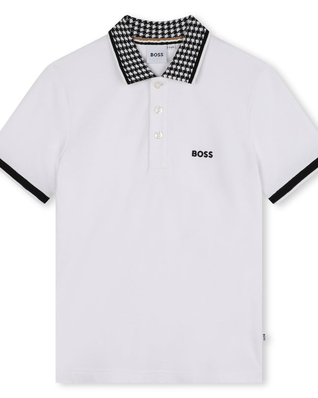 White Logo Monogram Collar Polo
