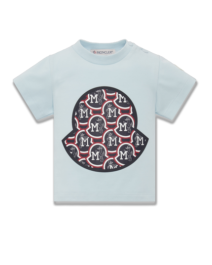moncler-j1-951-8c000-03-8790n-70c-Pastel Blue Graphic Logo T-shirt in Cotton