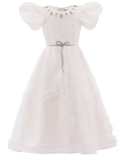 White Raineri Gem Shimmer Overlay Dress