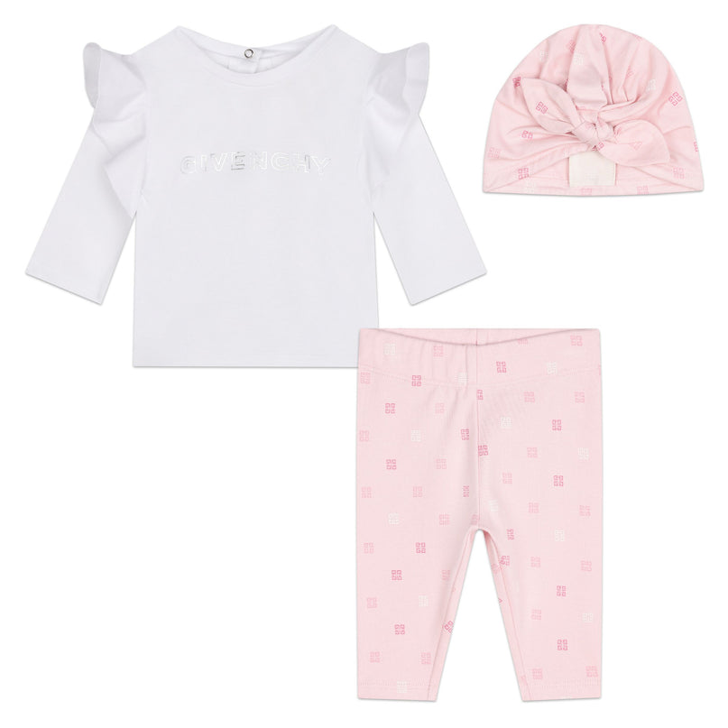 Pink Marshmallow Shirt Leggings and Hat Set