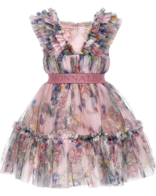 Monnalisa-Dress-19D900-4050-6684-Tulle Baroque Roses Print