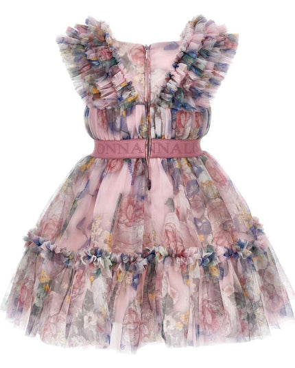 Monnalisa-Dress-19D900-4050-6684-Tulle Baroque Roses Print