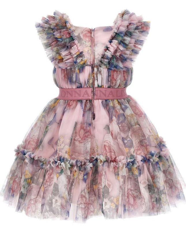 Monnalisa-Dress-19D900-4050-6684-Tulle Baroque Roses Print