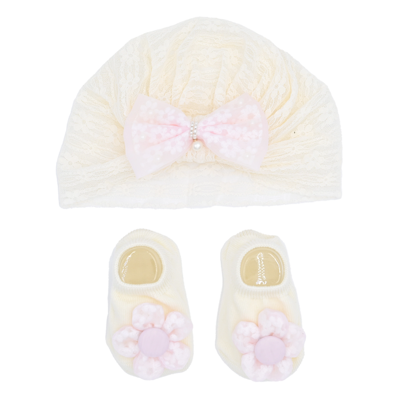 Pink Bow and Flower White Gift Set